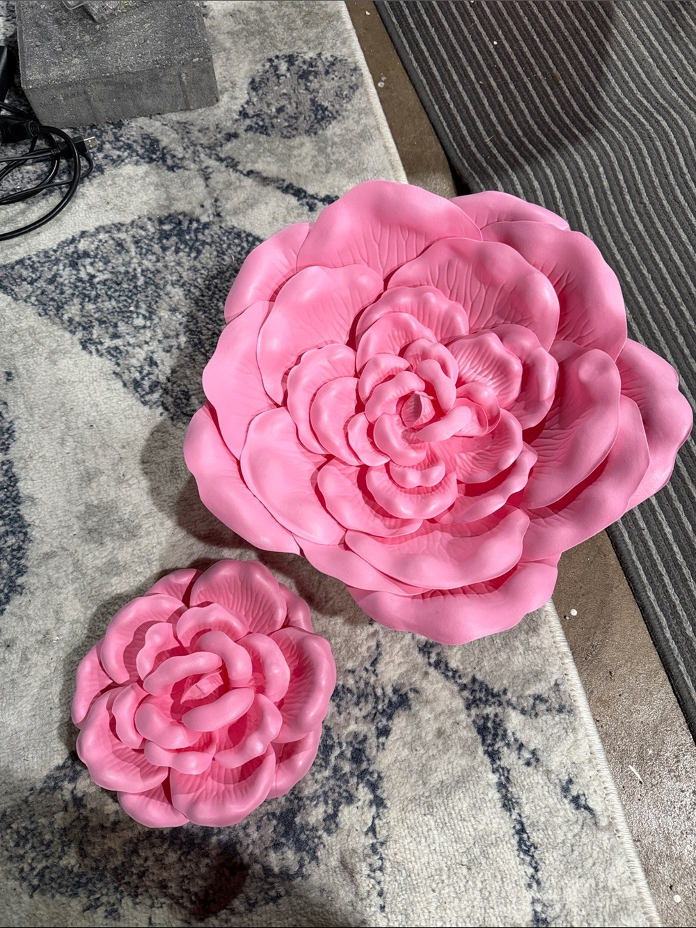 Hobby Lobby Pink Flower Wall Decor Set - Large and Small